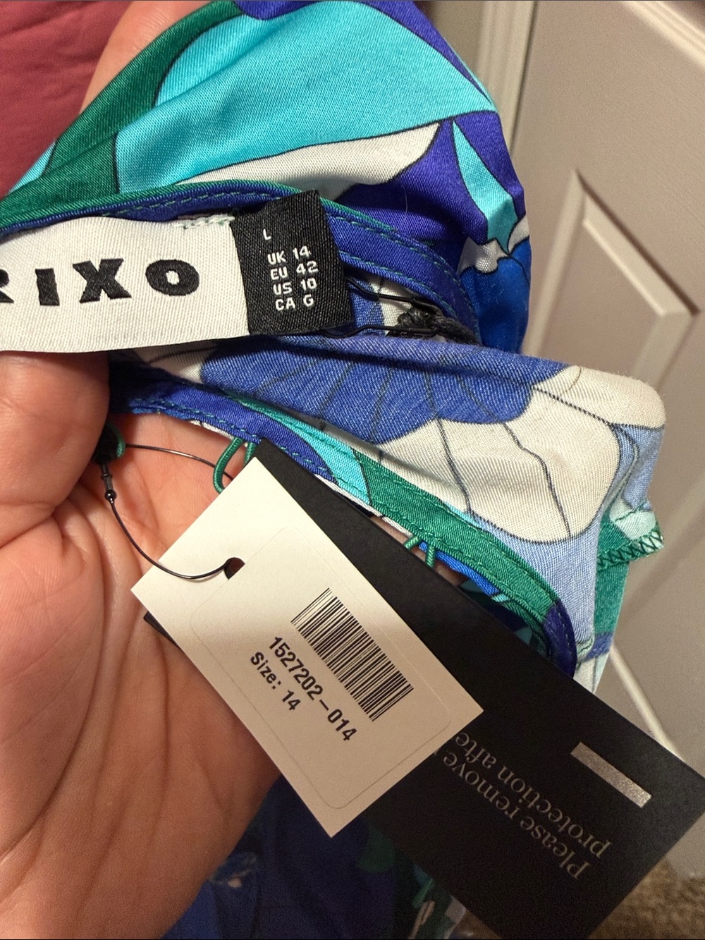 RIXO Long Sleeve Floral Maxi Dress in Blue and Green - Picture 4 of 4